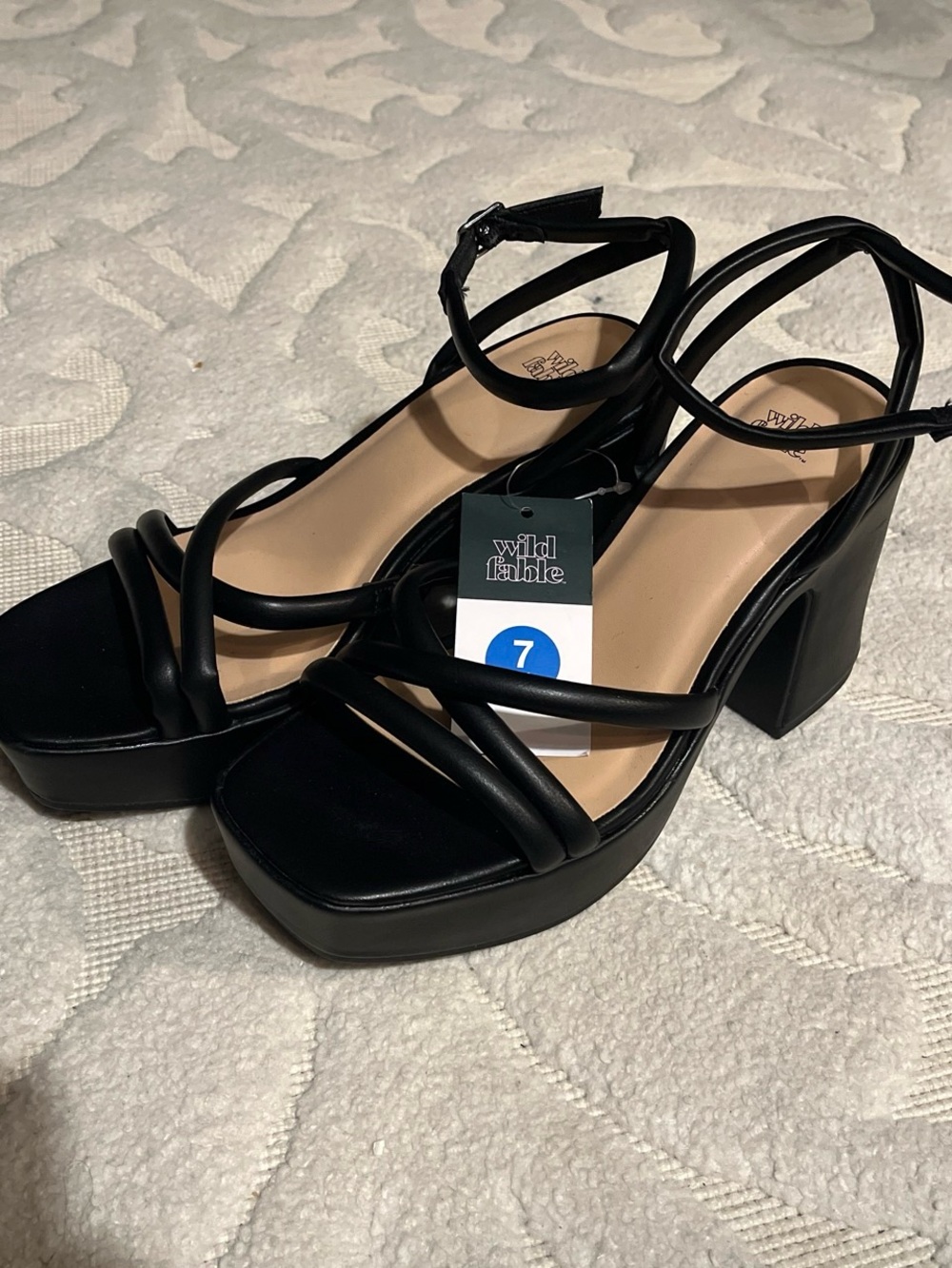 wild fable Black Strappy Platform Block Heels
